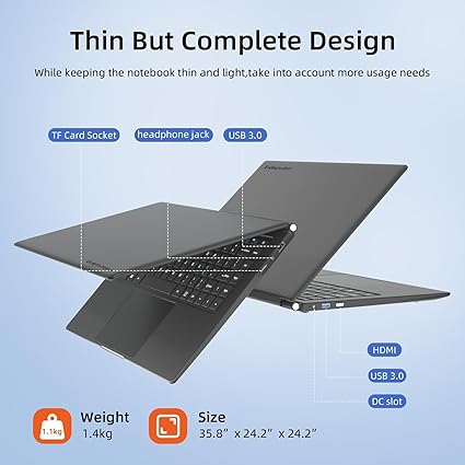 15.6 inch Laptop Computer,Celeron Quad-Core Up to 2.2 GHz,4GB RAM and 192GB SSD,Win11 Laptop Computers with HD IPS,Slim and Lightweight Notebook,Work and Students laptops,Gray,WPS